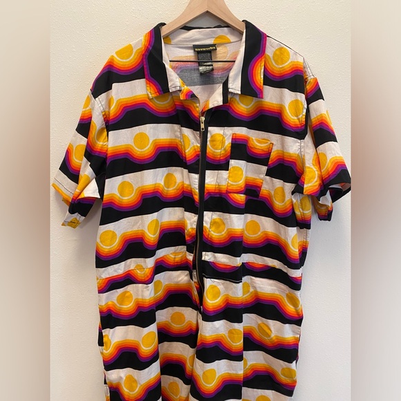 Nooworks Womens Shortalls Short Sleeve Romper Circa Print 5XL Cotton Blend - Picture 4 of 6